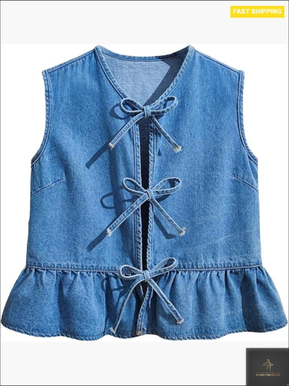 Ruffle Hem Sleeveless Denim Vest Girl's Jean Tank Top Cute Summer - Picture 1 of 6